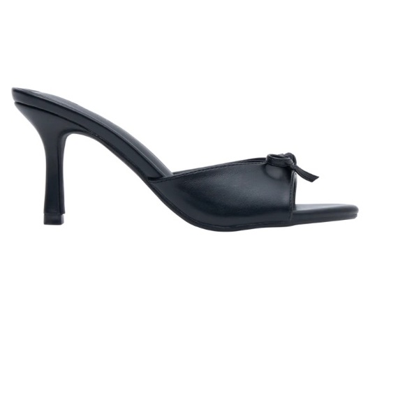 Black Silvia open toe mule heels with bow. (Barbie shoes) size 39 - Picture 4 of 5